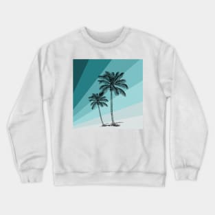 Vintage palm trees on blue Crewneck Sweatshirt